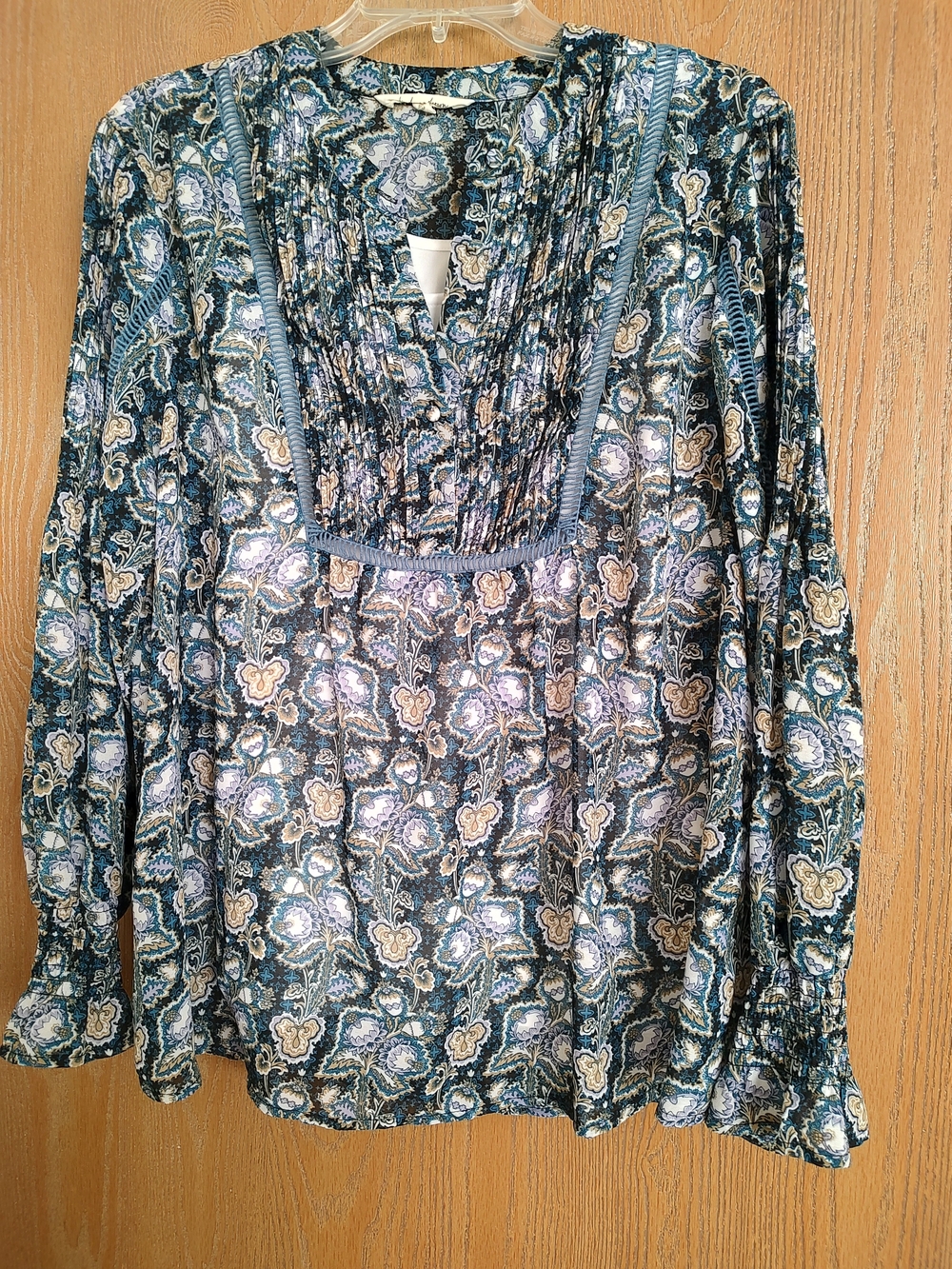 Women's Floral Peasant Blouse - Blue Multi